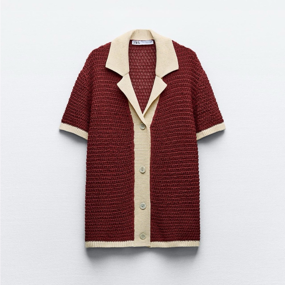 NWT Oversized Knit Polo Cardigan Zara